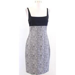 Narciso Rodriguez Dress Womens 42 Black White Geometric Sheath Made In Italy